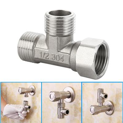 G1/2" T-Valve Toilet Diverter Valve T Adapter Three-way Water Pipe Splitter Diverter Valve Bath Bidet Sprayer Shower Fitting