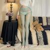 Damen Sexy Gestreifte Vertikale Rippung Strumpfhose Seite Ausgeschnitten Netzstrumpfhose Jk Atmungsaktiv Fischgrätstrümpfe Strumpfhose Leggings