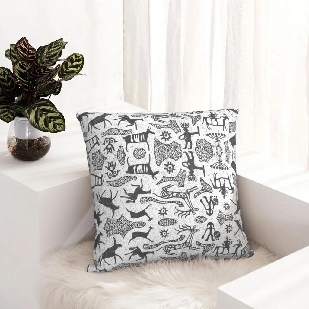 Ethnic Panel Rock Paintings Pillowcase Polyester Cushion Cover Decoration Throw Pillow Case Cover Home Square '