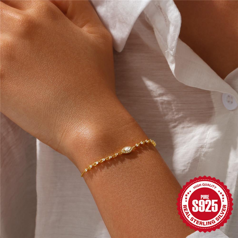 Stylish Simple S925 Sterling Silver Eyes Demon'S Eye Diamond Everyday Match Ladies Bracelet Bracelet