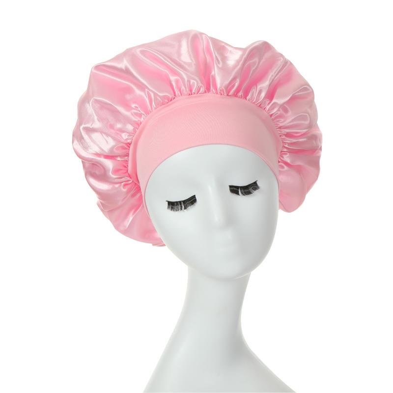 Touca feminina para cabelo noturno, gorro sedoso de cetim com ajuste de camada dupla, chapéu para cabelos cacheados e elásticos, acessórios de estilo