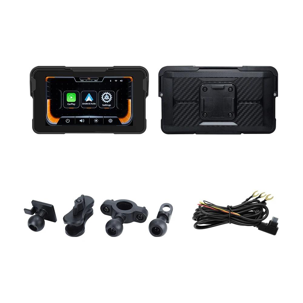 5 Inch Motorcycle DVR GPS Navigation Display Screen Portable Digital Dashboard Moto Wireless CarPlay & Android Auto Smart Box for Motorbike