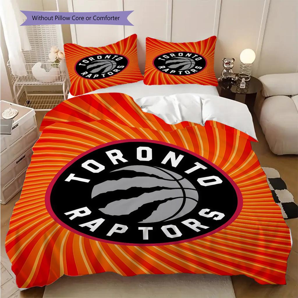 Toronto Raptors Basketball Spirit Three-piece Set(1 * Duvet Cover + 2 * Pillowcase, Without core)Christmas Birthday Gift Soft and Comfortable