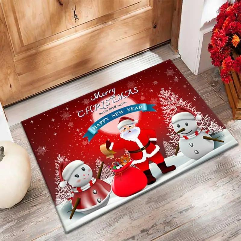 Christmas Welcome Sign Carpet Indoor Porch Rug Santa Decor Greeing Home Entrance Floor Welcome Door Mat Gnome Dwarf Christmas
