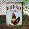 Vintage Chicken Farm Eggs Metal Tin Sign, Rustproof UV Resistant 2D Flat Wall Art Decor