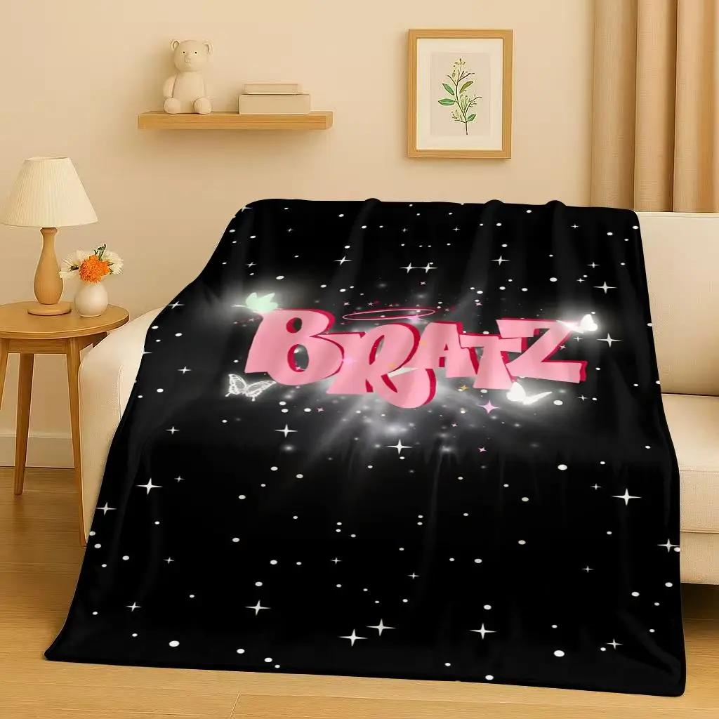 New Cartoon Bratz Doll Girl Flannel Blanket,Ultra Soft Warm Plush Throw for Home Bedroom Bed Sofa Cover Office Gift Kids Picnic