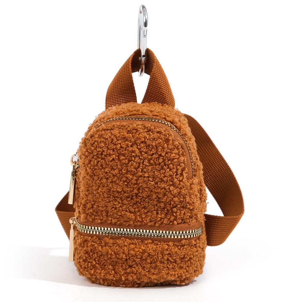 

Маленькая косметичка-подвеска в виде ягненка, сумка для наушников, портативный плюшевый кошелек для монет, брелок, для улицы коричневый