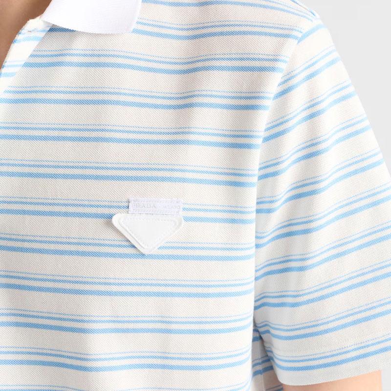 PRADA Short Sleeved Striped Polo Shirt UJN765-17KS-F0W3B-S-WMO