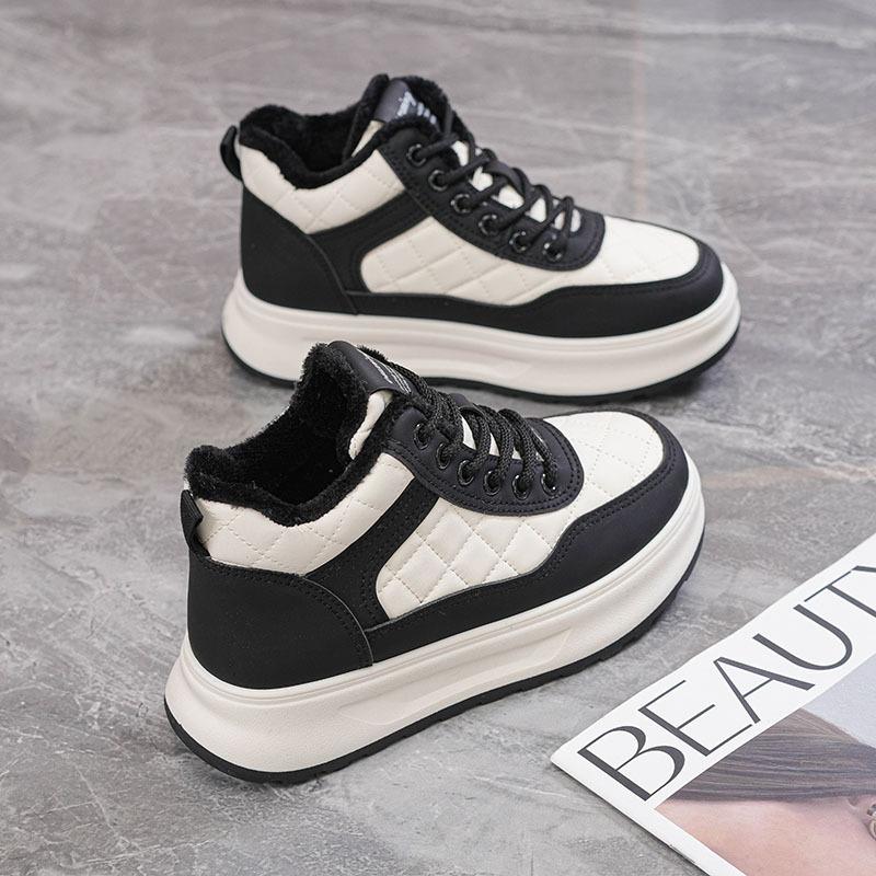 

Winter new velvet dad shoes ins student height increase sports warm casual cotton shoes 35 чёрный