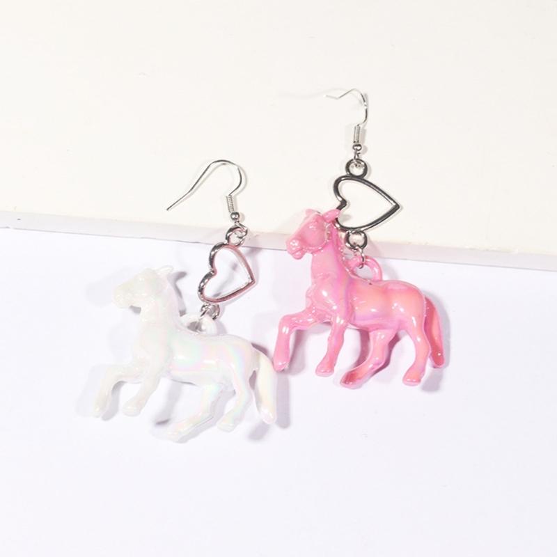 Acrylic Unicorns Earrings Adorable Ponies Heart Charm Ear Rings Unique Earwear Accessories for Fashionable Women