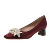 Red bridal shoes, crystal high heels, women's thick heels are not tired, Xiuhe wedding dress, two wear single shoes