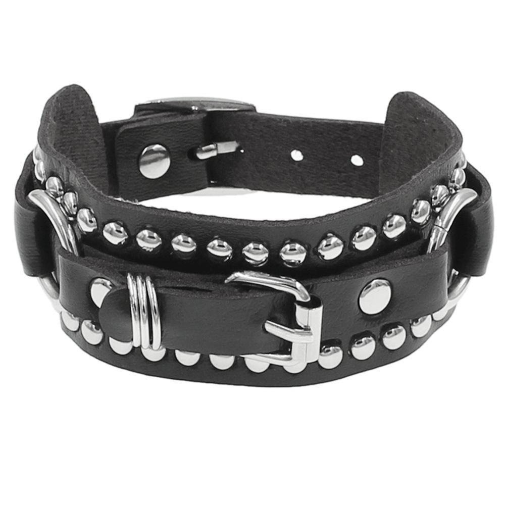 European & American Punk Rivet Leather Bracelet - Trendy Rock Couple Jewelry