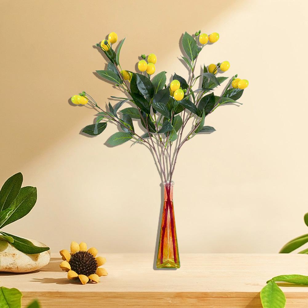 Artificial Flowers Lemon Branch 67cm/26.4in Artificial Lemon Branch Lemon Branch Plastic Fake Flowers Brand New 1 Bunch