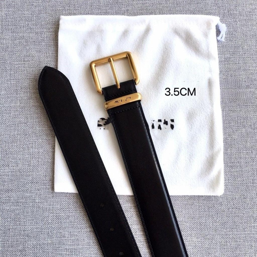 New 3.5cm high-quality first-layer cowhide MIU belt decorative buckle with jacket pants leather belt