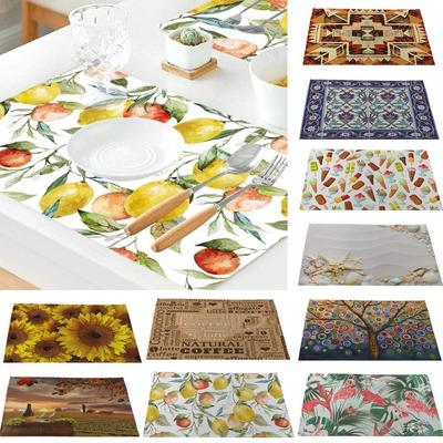 Jogos Americanos de Frutas Limão Jogos Americanos de Sorvete de Verão Impermeáveis Antiderrapantes Resistentes ao Calor Linho Flamingo Exterior Jogos Americanos de Mesa de Jantar