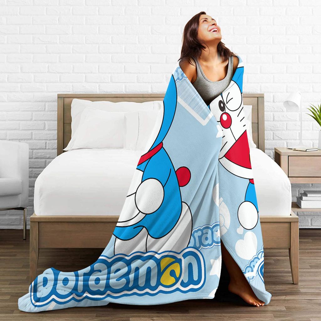 Doraemons Blankets Blue Robot Cat Warm Graphic Plush Throw Blanket For Girls Boys Outdoor Flannel Bedspread Bed Cover