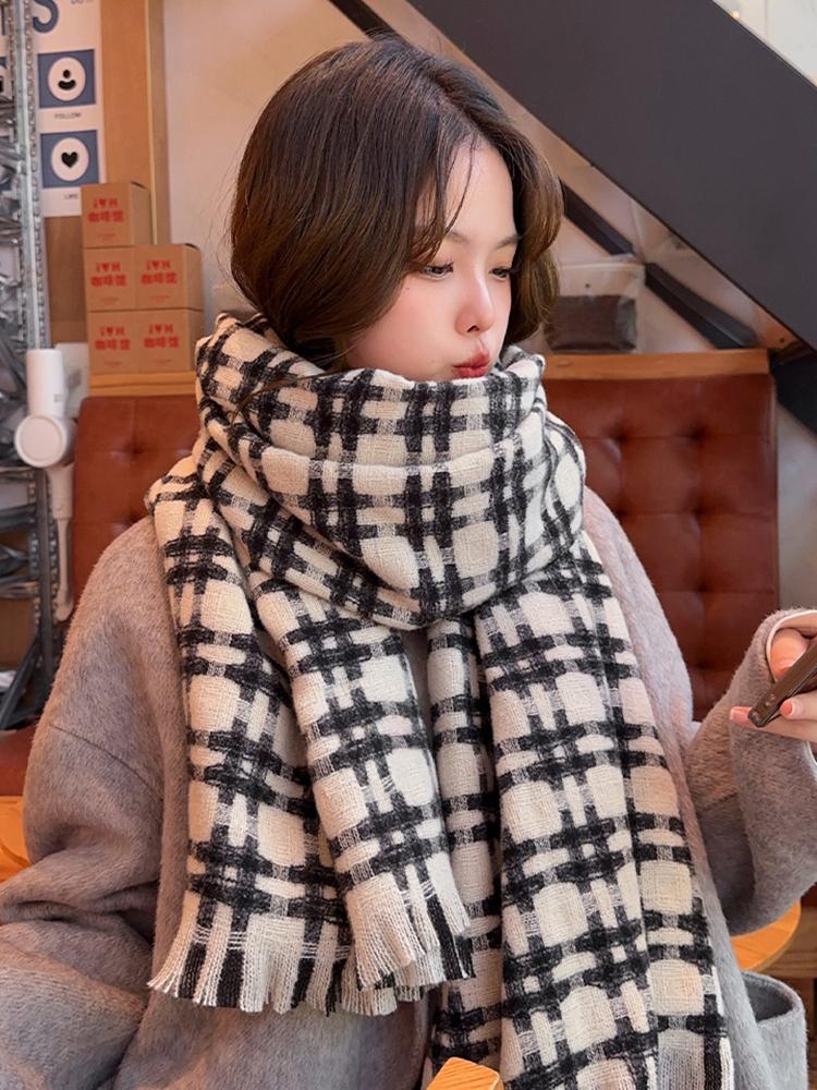 New Imitation Cashmere Women Scarf Winter Ladies Vintage Plaid Warm Scarve Pashmina Mujer Female Foulard Bufanda Wrap Shawl Men