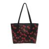 Cherry Print Large Capacity Tote Bag Faux Leather Shoulder Handbag Trendy Street Style Commuter Purse for Women
