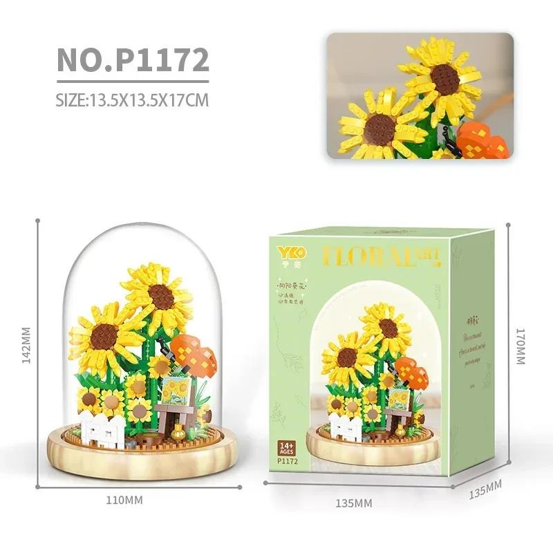 Mini Blocks Simulation Flowers Building Bricks Eternal Plant Preserved Fresh Rose Artificial Sakura Adult Toy Gift Girl Present