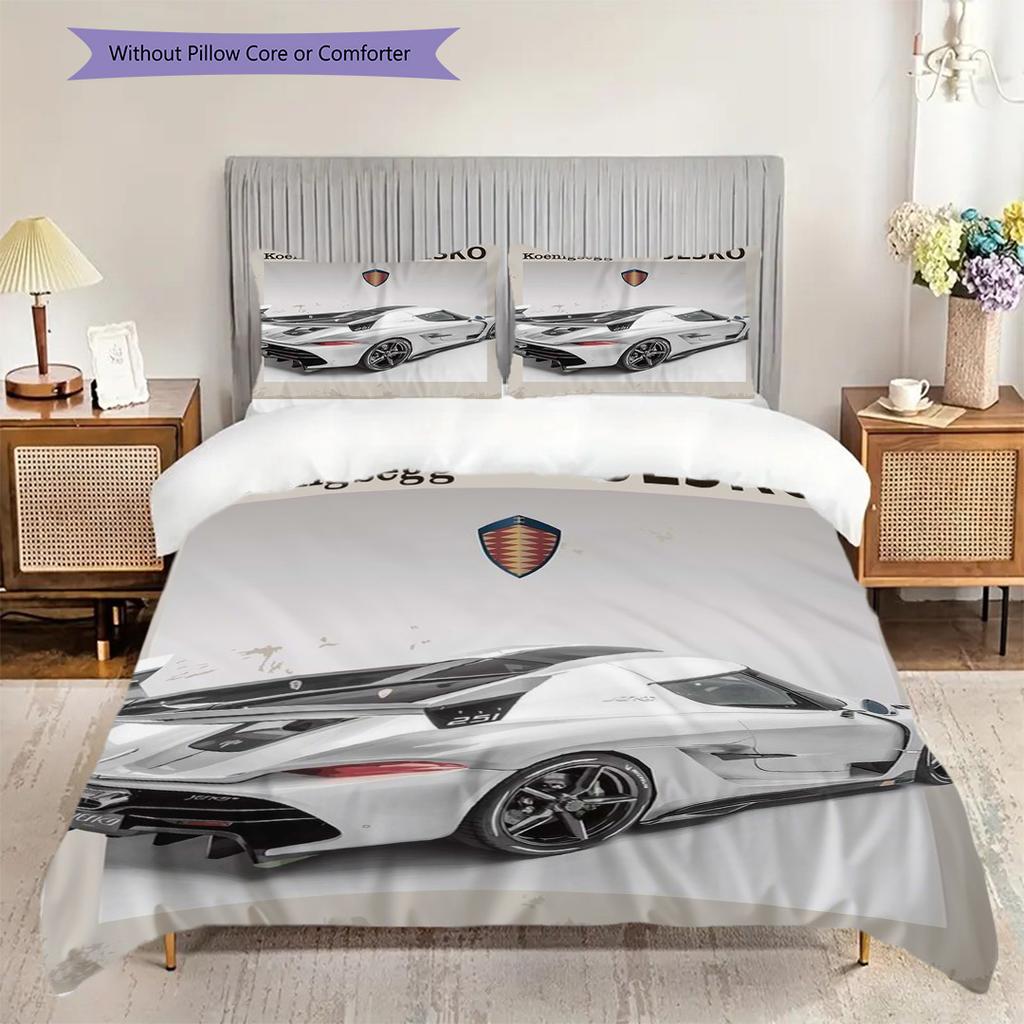 Jesko Koenigsegg Sleek Supercar Bedding (1 * Duvet Cover + 2 * Pillowcase, Without Core) 2D Flat Christmas Birthday Gift Bedding Set