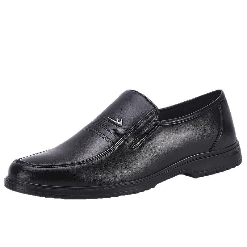 Leather Shoes Men's One-pedal Leather Surface Casual Shoes Autumn and Winter Business Shoes Formal Black Leather Shoes Soft-soled Work Shoes