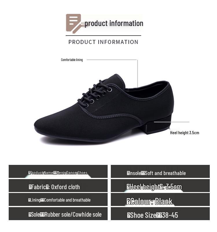 Men's Soft Sole Dance Shoes for Latin, Modern, Square, Ballroom, Waltz, & Quickstep