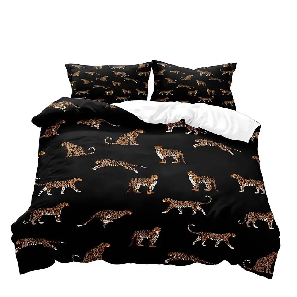 Luxury Leopard Duvet Cover Queen Bedding Sets, Black Comforter Quilt Cover, Cheetah Print Gifts for Men B