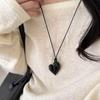 Retro Leather Rope Necklace with Wooden Alloy Pendant for Cotton and Linen Sweaters