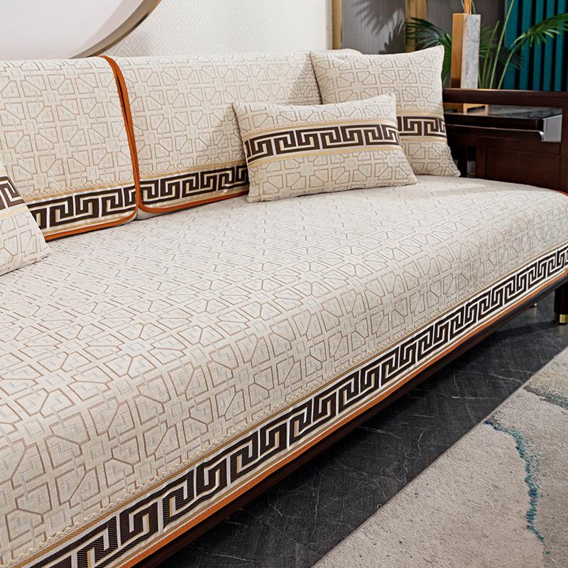 Sofa Cushion Light Luxury High Sense New Chinese Style Four Seasons Non-Slip Universal Solid Wood Seat Cushion Backrest Towel Leather Sofa Cover