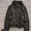 Womens Retro Slim Fit Short Jacket Double Breasted Belted Waist Casual Fall Coat