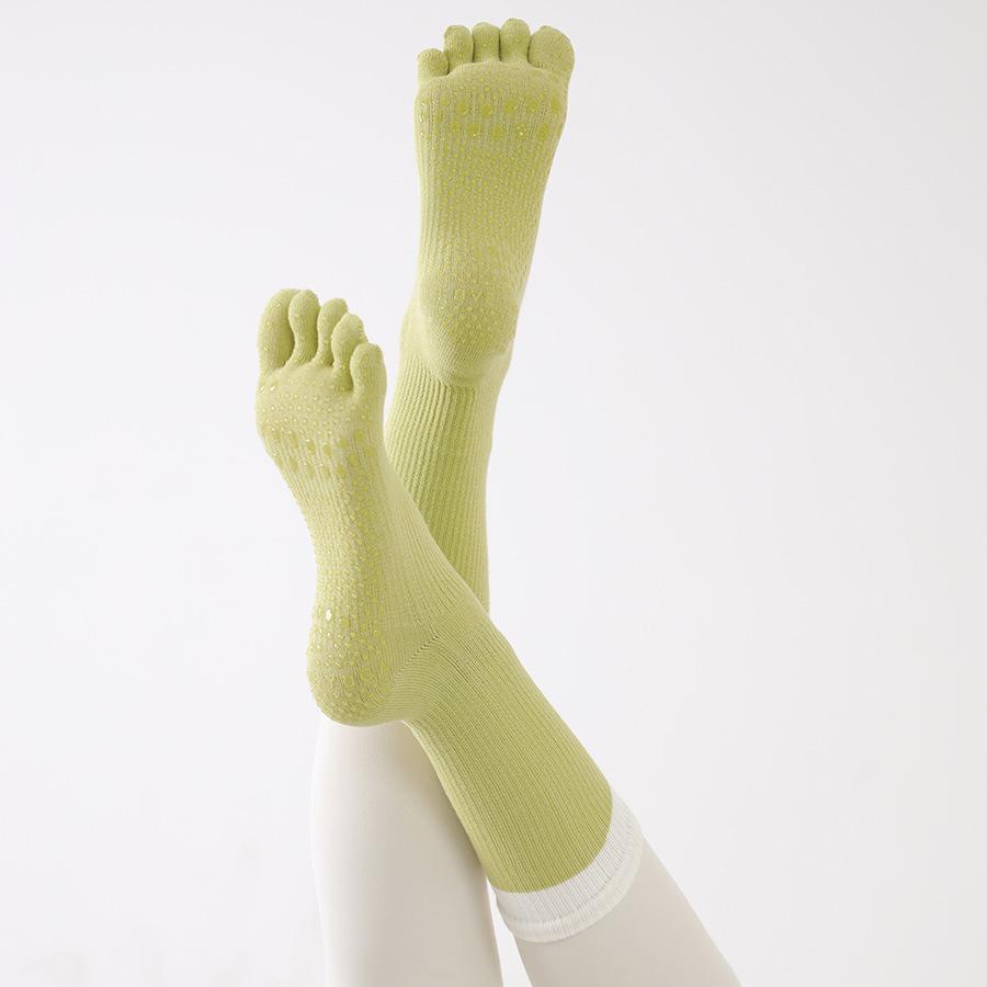 

Color Matching Five-Finger Yoga Socks Women S Professional Non-Slip Pressure Stockings Sports Socks Pilates Socks Floor Socks One Size зелений