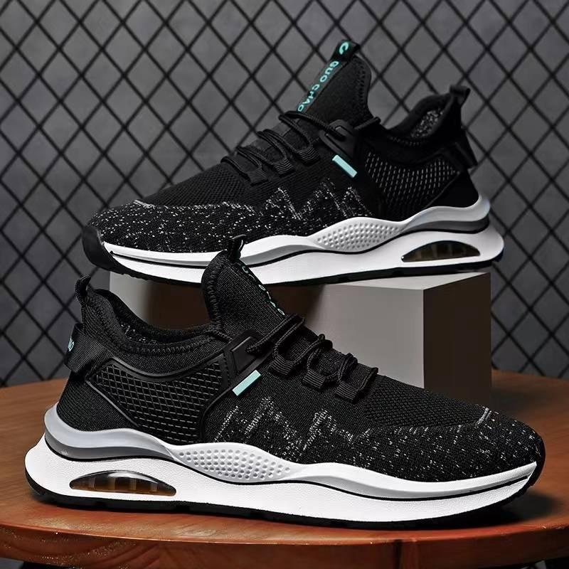 Flying woven shoes men's new breathable men's sports shoes casual air cushion running shoes low-top trendy shoes men