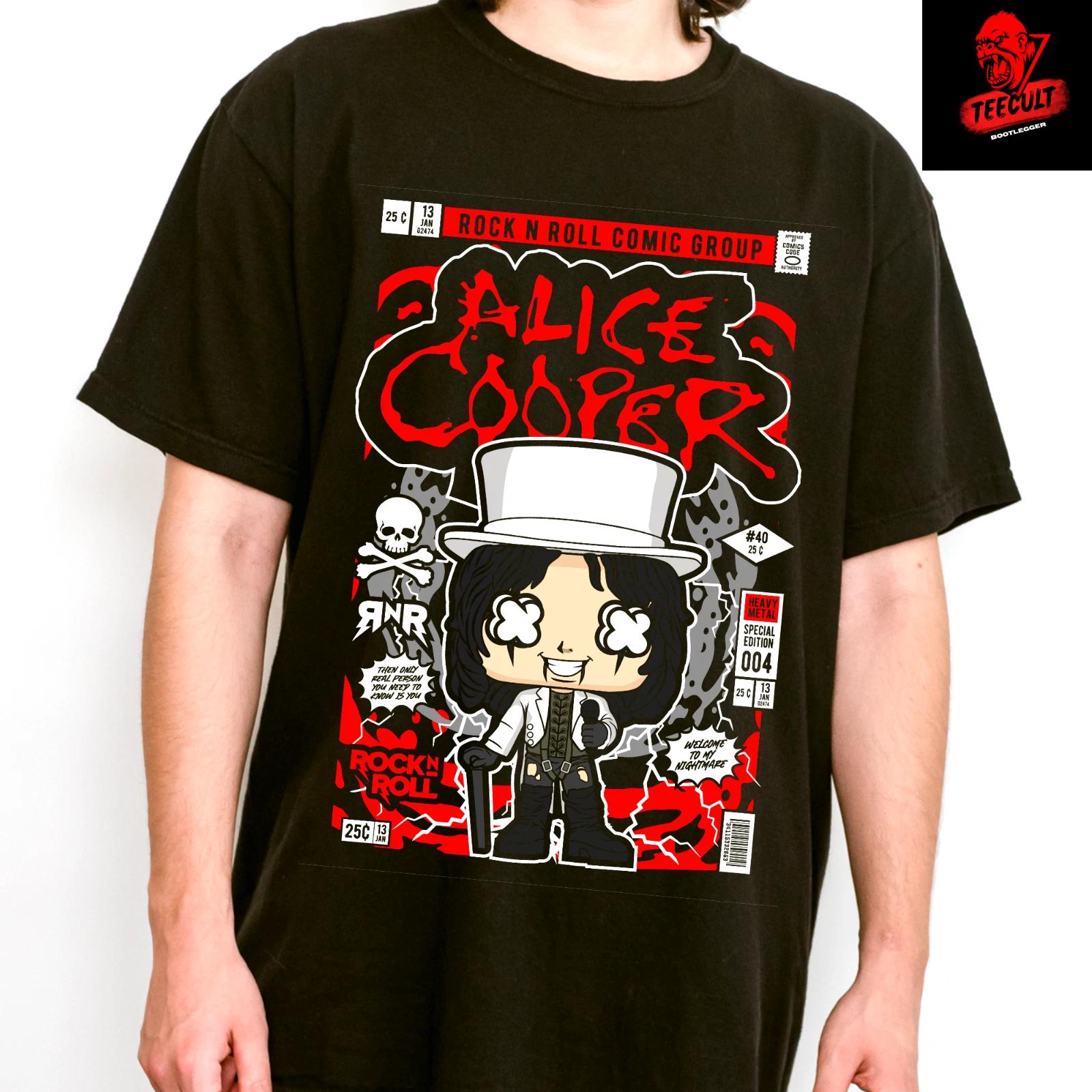 Men s and Women s T-shirts Alice Cooper | Heavy Metal Rock Comic Tee Unisex XL