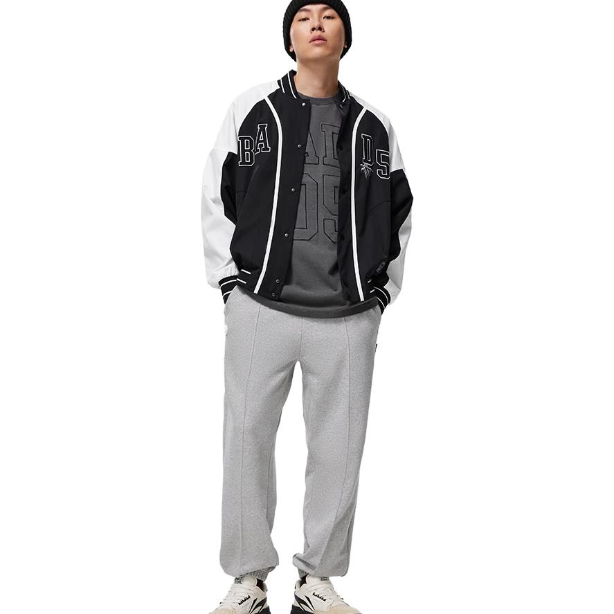 Li Ning Badfive Color Block Loose Baseball Long Sleeve Jacket Men Jacket Deep-Navy-Blue AFDT437-4
