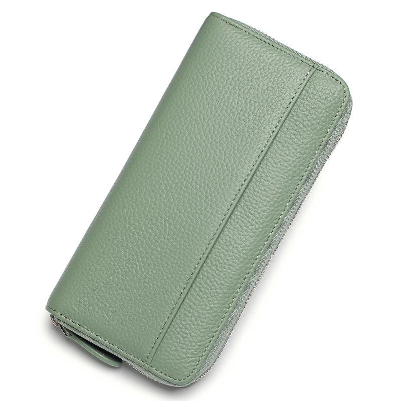 Cowhide Organ Bag, Long Zipper Lady's Wallet, Genuine Leather Large-capacity Clutch