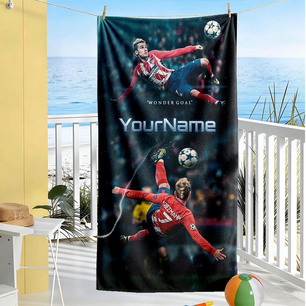 Atletico Madrid Customize Your Name Beach Towel Super Soft & Absorbent Portable for SwimmingBeachCamping Travel Beach AccessoriesGym