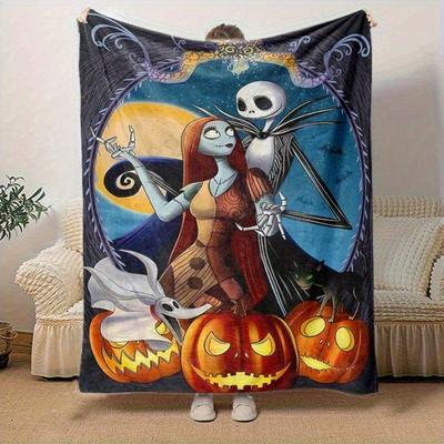 1 unidad, Manta Acogedora de Pesadilla Antes de Navidad para Decoración del Hogar: Regalo Perfecto para Dormitorio, Sala de Estar, Viajes, Camping, Coche