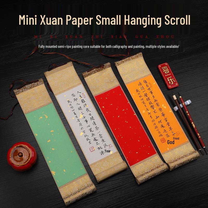 Mini Hand-Painted Hanging Scroll On Semi-Sized Xuan Paper for Calligraphy and Art