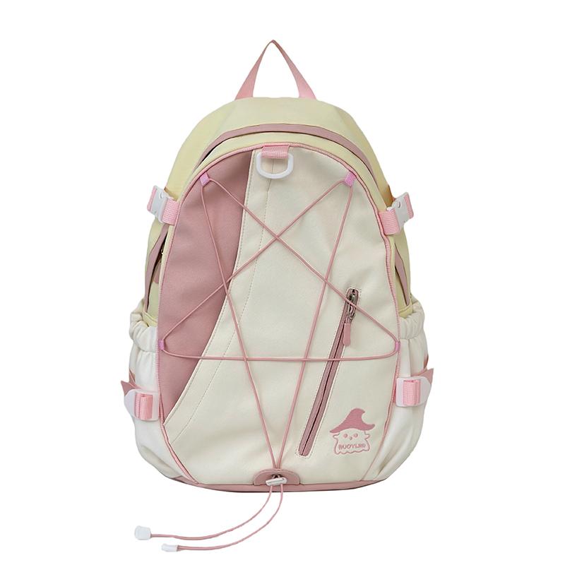 Junior High School Student Schoolbag Color Block Women Large Capacity Backpack