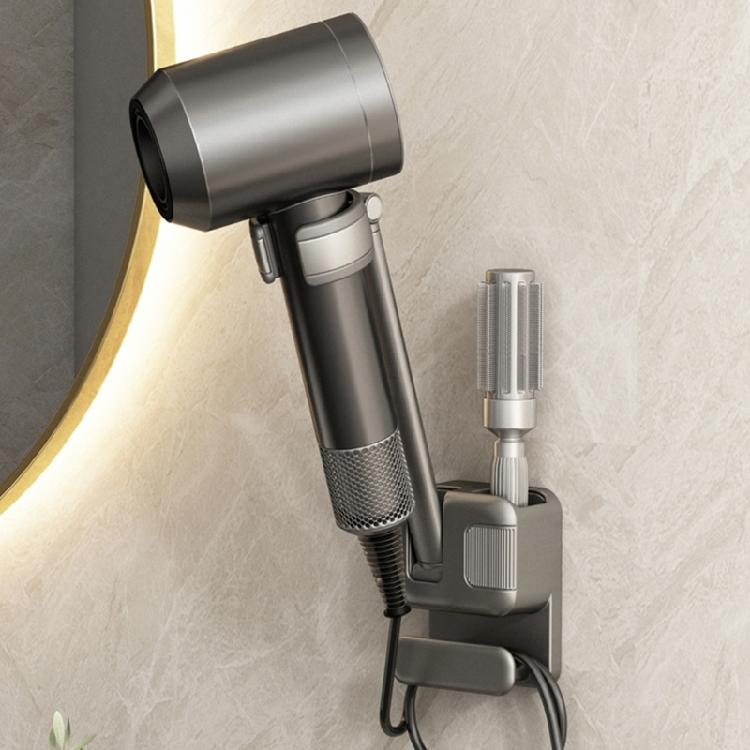 Bathroom Hair Dryer Station Wall Mounted Self Adhesive Hairdryer Rack Hair Straightener Storage Stand for Home and Salon