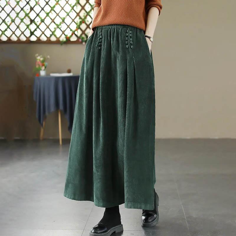 Skirt for Women Casual Versatile High Waist Long Loose Trousers Thickened Slim Solid Colour Skirt