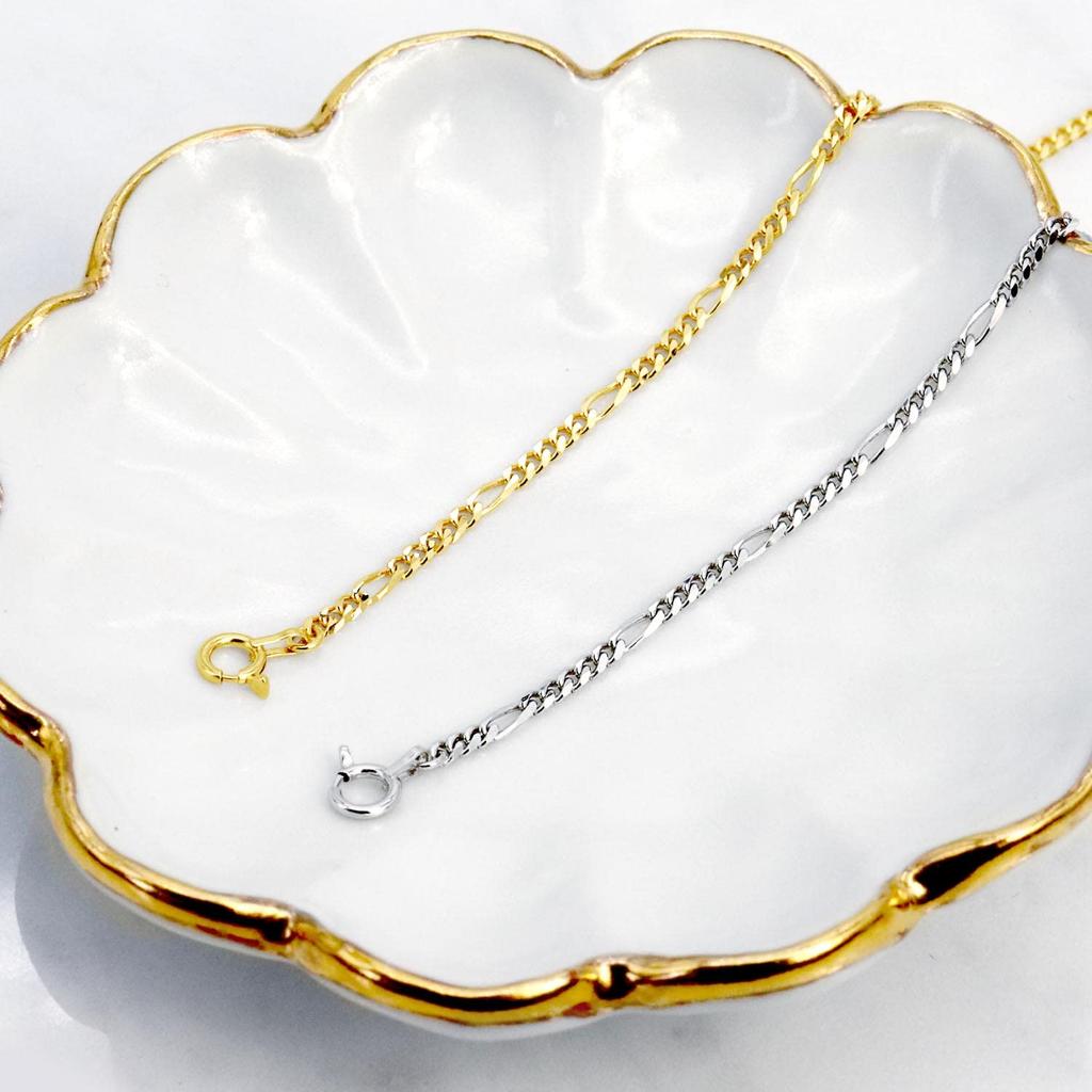 Lala Christie Platinum pt850 Figaro Bracelet Chain for Men and Women, 17cm, lb97-0013-pt-17