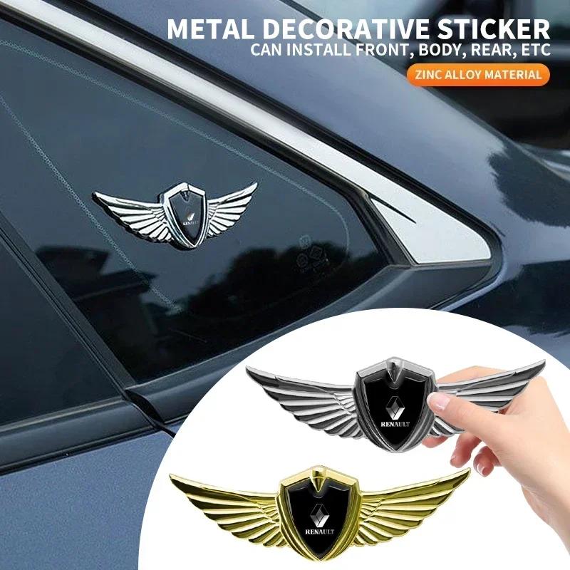 Car Styling 3D Metal Wings Trunk Side Window Body Sticker Decal For Renault DACIA Logan Scenic Loguna Kadjar Twingo Accessories PP35