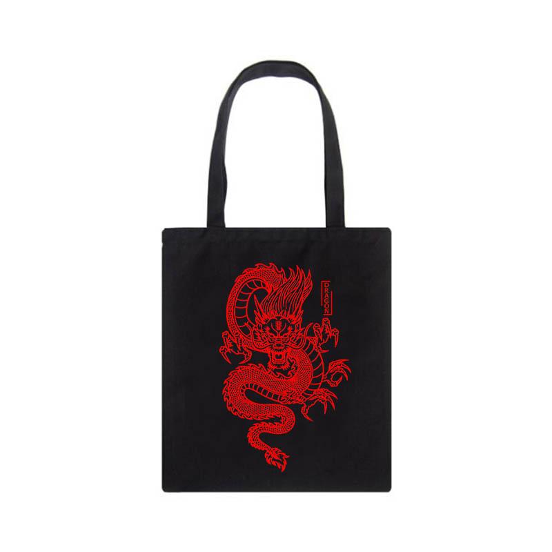 Cheap Dragon Bags Print Bf Casual Harajuku Punk LargeCapacity Canvas