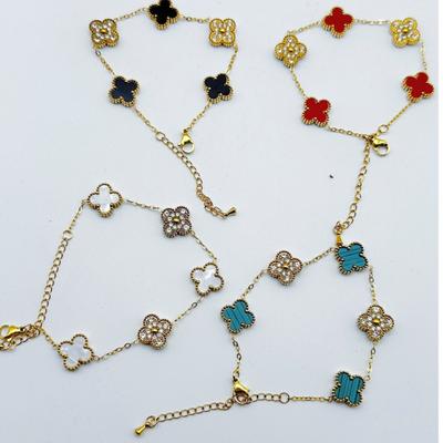 Titanium Steel Five Flowers Four Leaf Clover Bracelet Five Flowers Fashion 18k Ladies Necklace