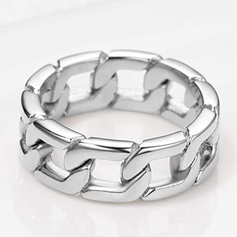 Starry Night Titanium Steel Chain Ring: Trendy Minimalist Hip Hop Style Jewelry