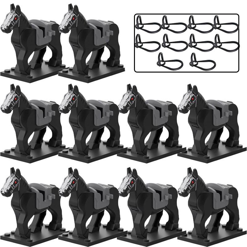 Military Building Blocks Solider Knights Figures Gifts Equipments Accessories Mount Medieval Ancient Warhorse Saddle Horse Rope
