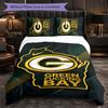 Green Bay Packers Pattern Microfiber 3Pcs Bedding Set Decor Duvet Cover Set For Bedroom Home Use