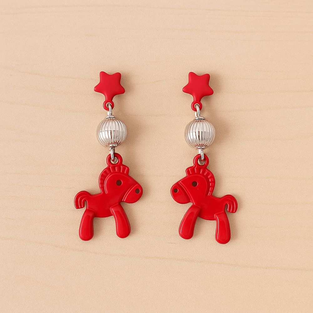 Fashion Jewelry Chinese Style Pony Earrings Heart Star Horse Drop Earrings Gift