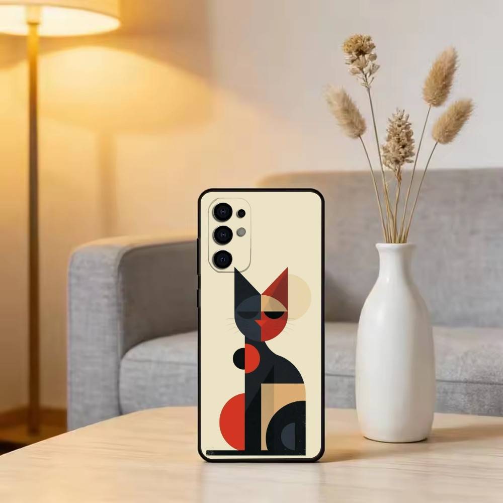 Minimal Bauhaus Pattern Phone Case For Samsung S25,S24,S21,S22,S23,S30,Ultra,S20,Plus,Fe,Lite,Note,10,Black Cover
